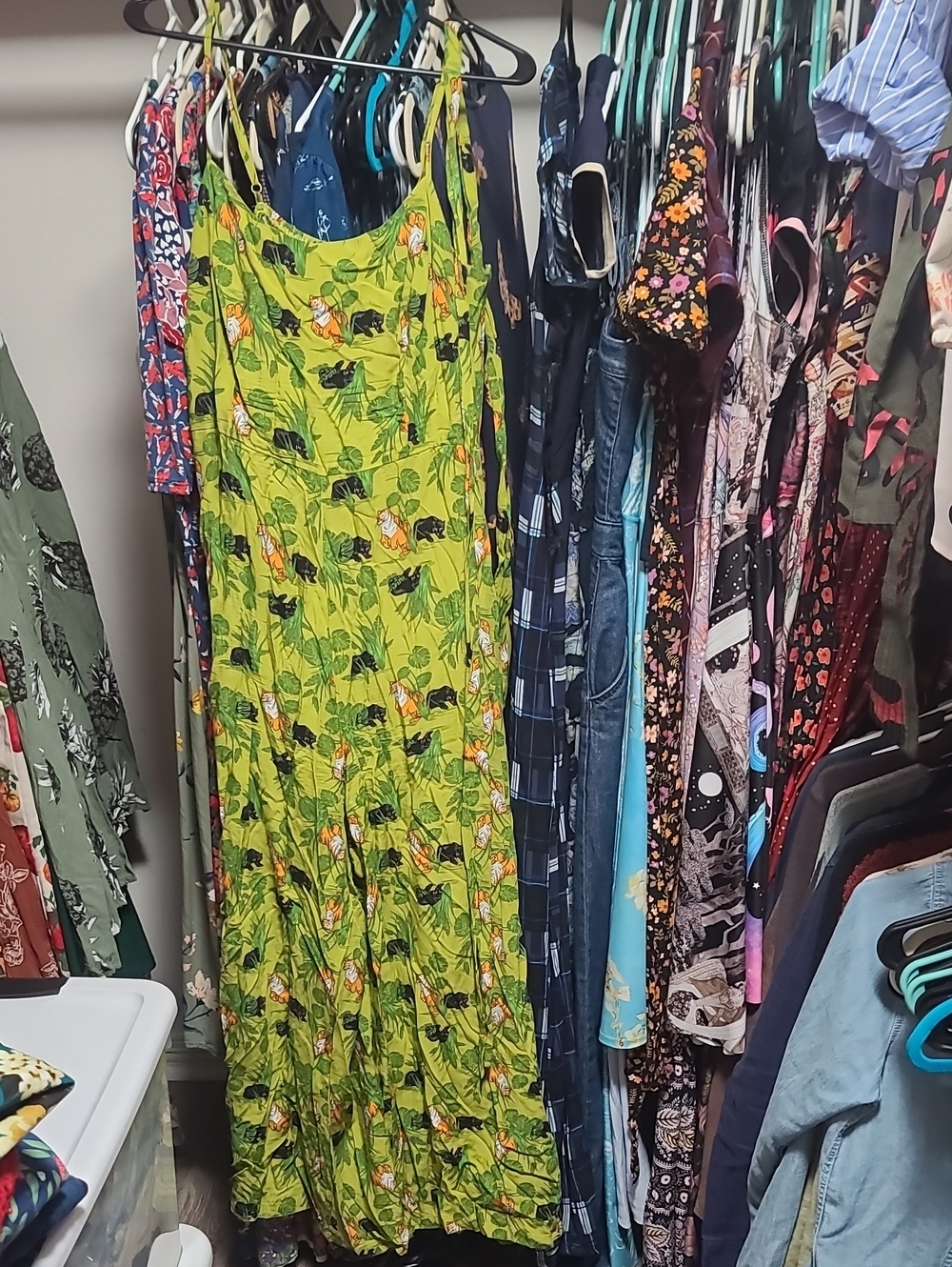 Collectif Lime Green Tropical Floral Tiger Panther Jumpsuit Large Uk14 Belted
